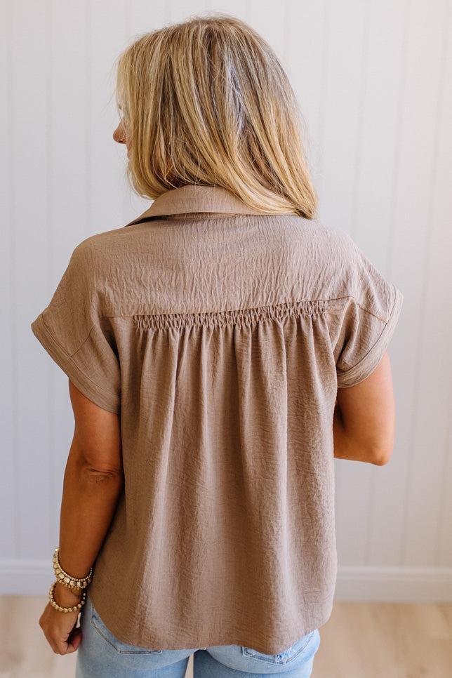 Rouched Detail Button Front Top