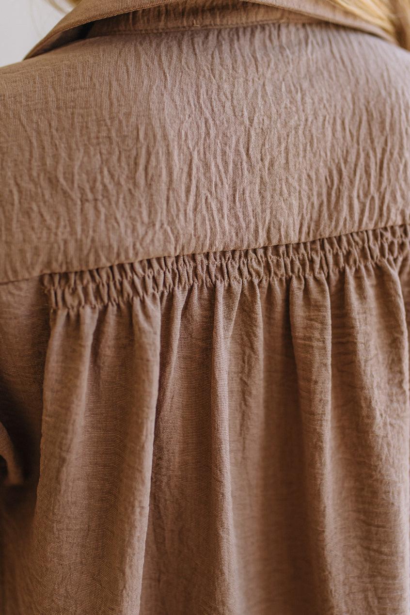 Rouched Detail Button Front Top