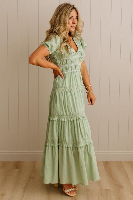 Rouched and Ruffled Button Front Maxi