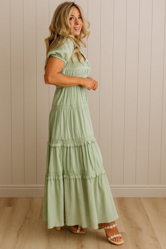 Rouched and Ruffled Button Front Maxi