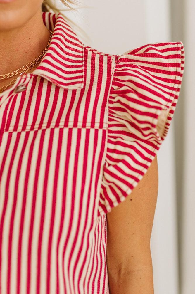Ruffle Sleeve Stripe Vest