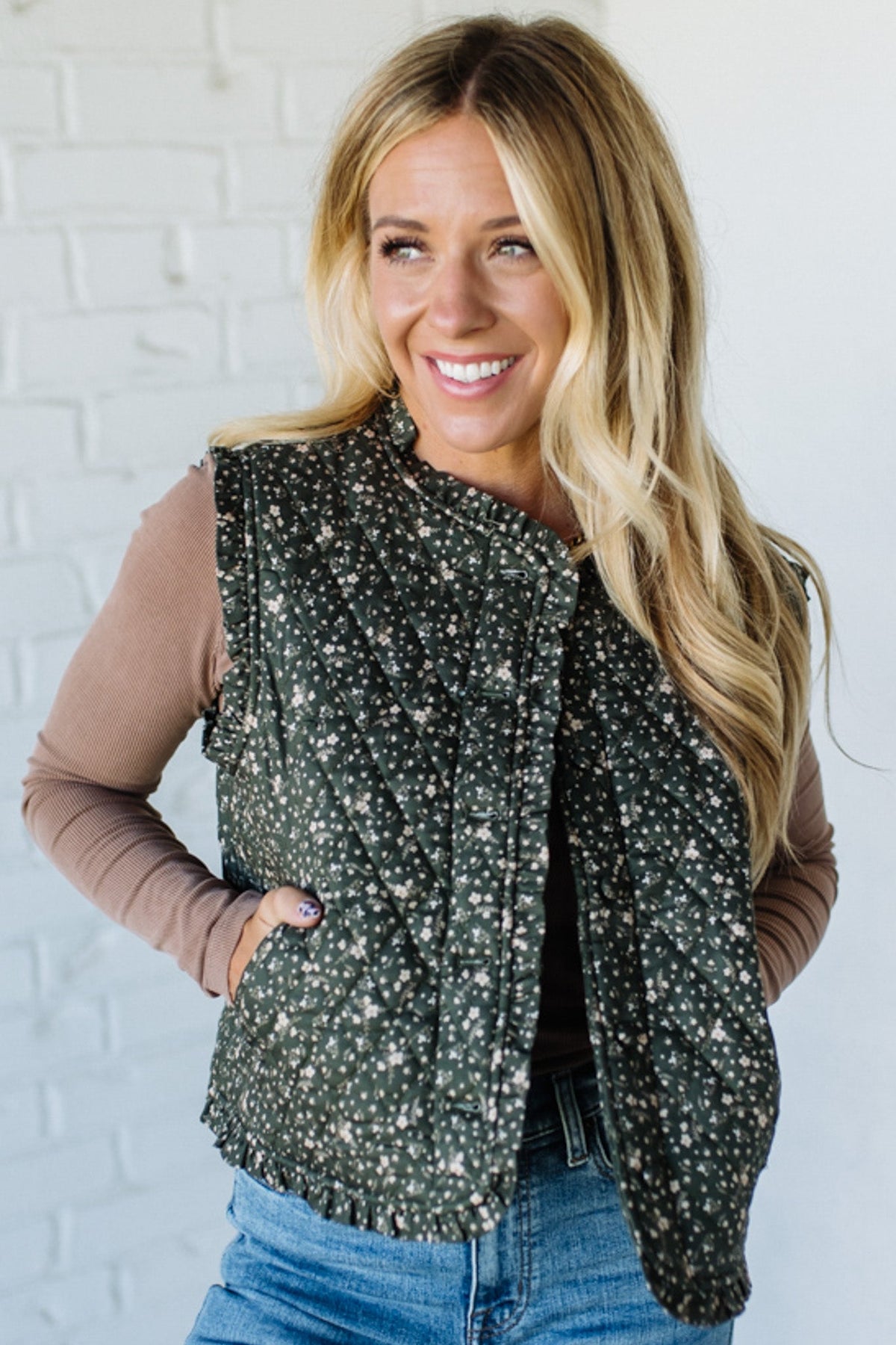 Ruffled Ditsy Floral Vest