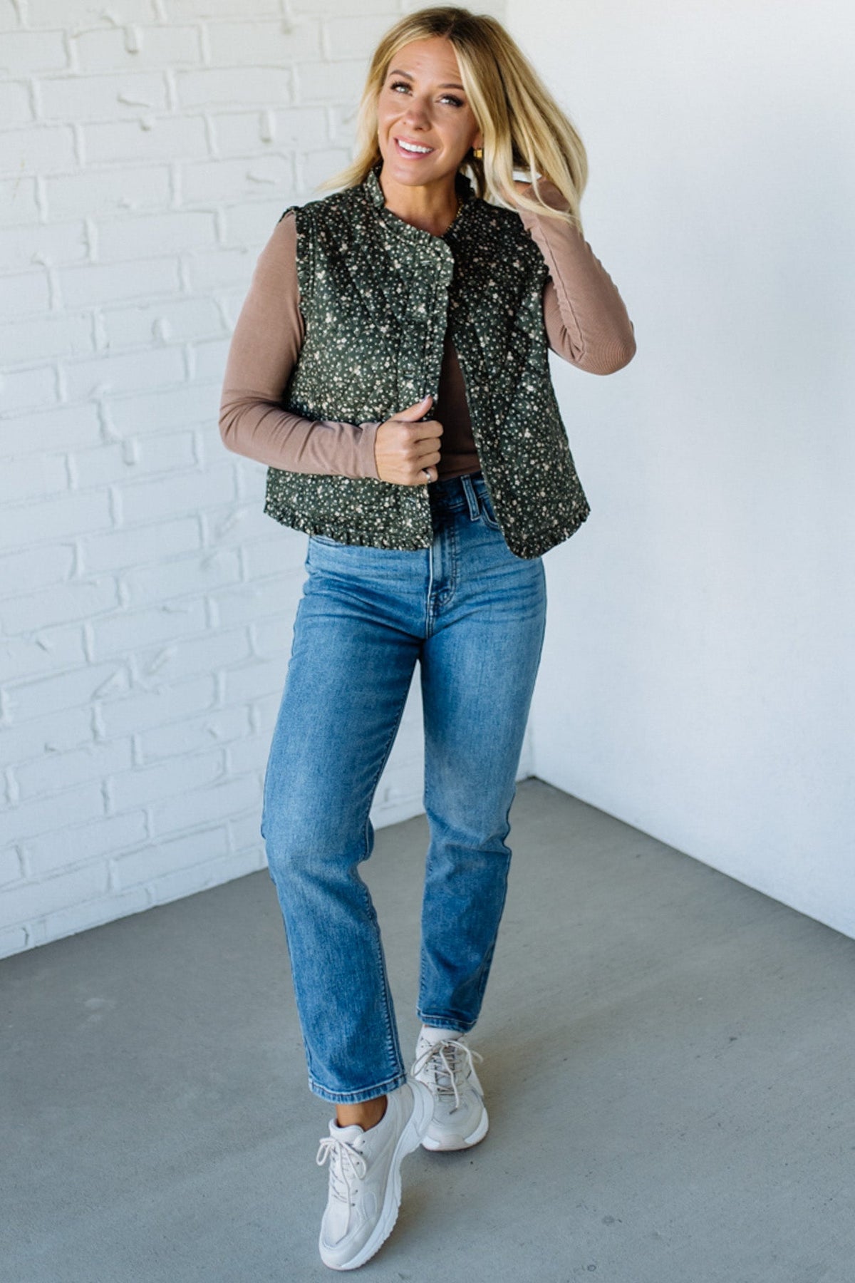 Ruffled Ditsy Floral Vest