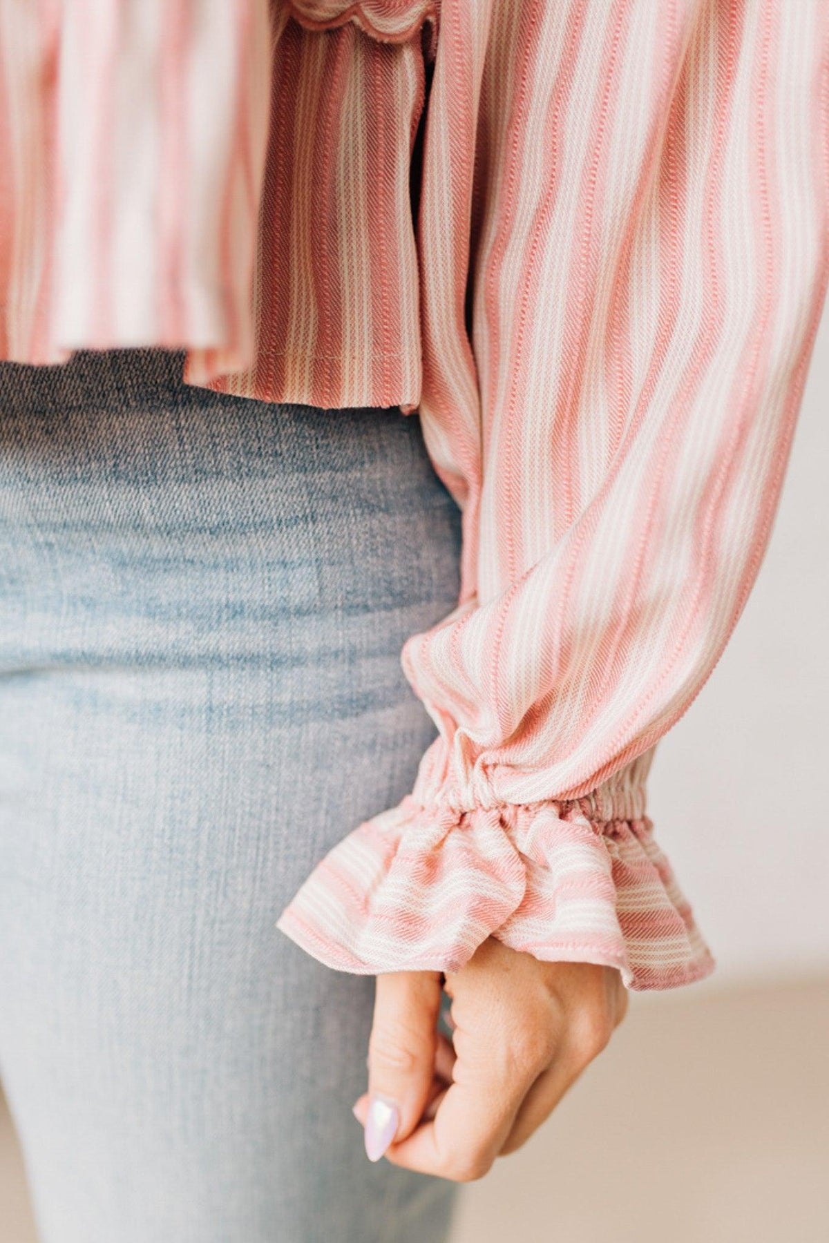 Ruffled Seam Stripe Top