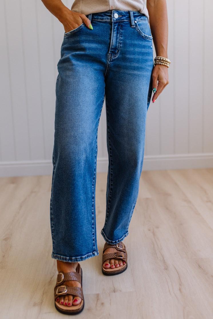 Sammi Barrel Cut Denim | Medium  Wash - RISEN