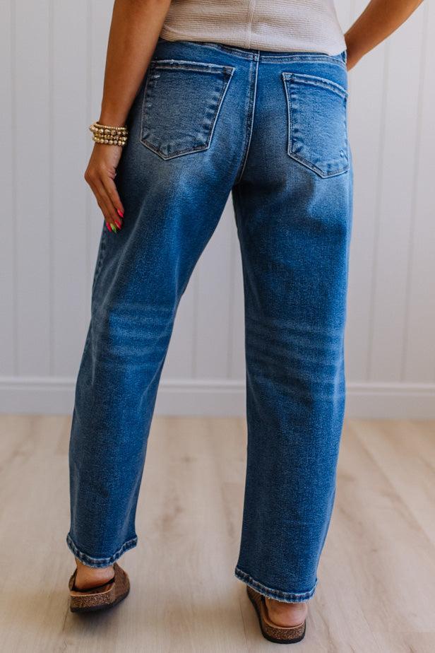 Sammi Barrel Cut Denim | Medium  Wash - RISEN