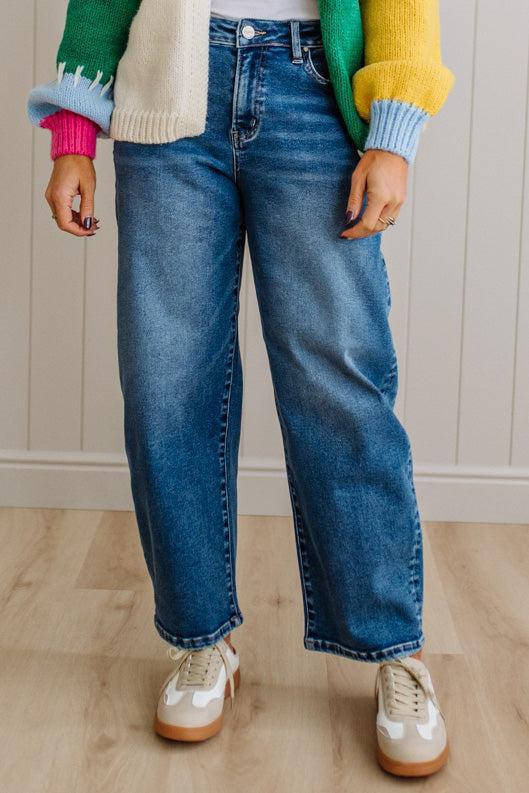 Sammi Barrel Cut Denim | Medium  Wash - RISEN