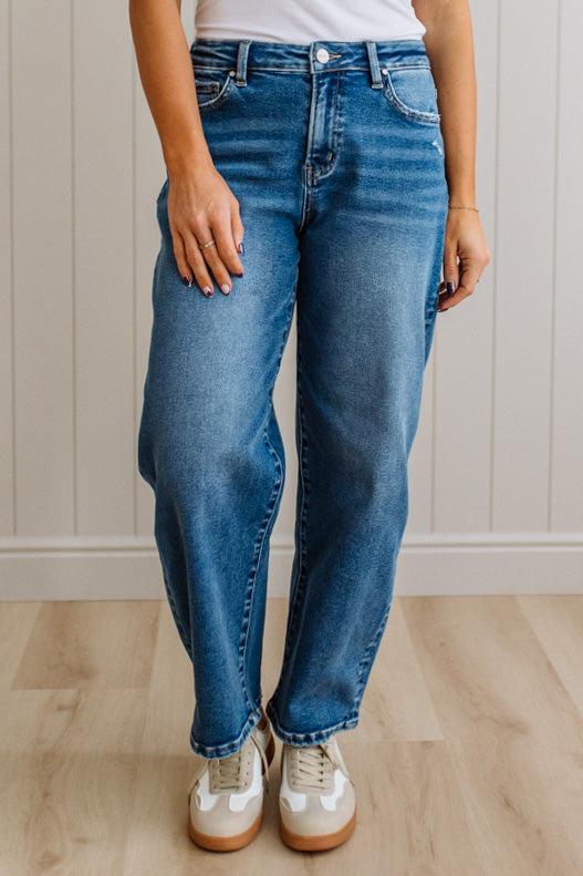 Sammi Barrel Cut Denim | Medium  Wash - RISEN