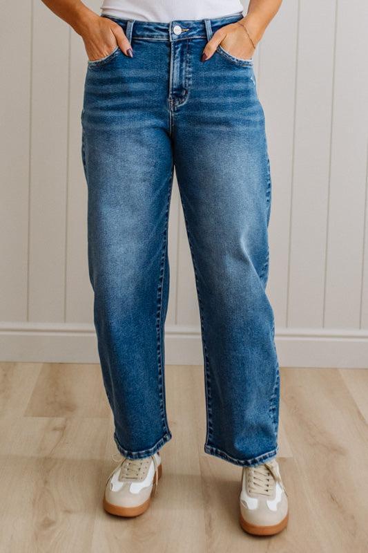 Sammi Barrel Cut Denim | Medium  Wash - RISEN