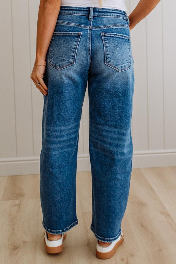 Sammi Barrel Cut Denim | Medium  Wash - RISEN