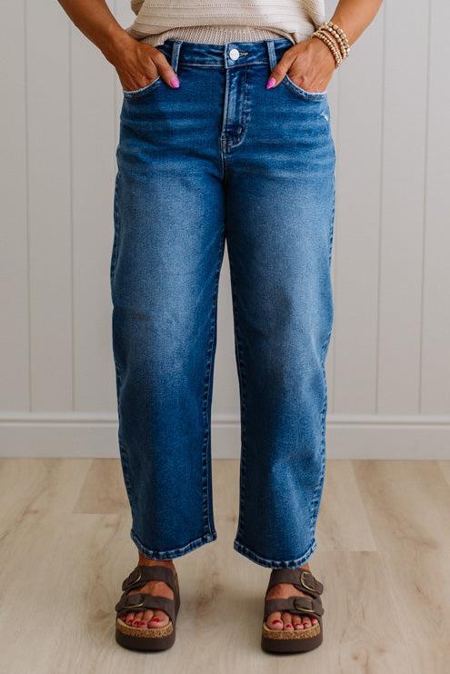 Sammi Barrel Cut Denim | Medium  Wash - RISEN