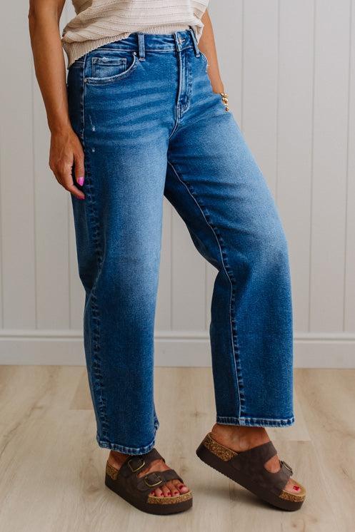 Sammi Barrel Cut Denim | Medium  Wash - RISEN