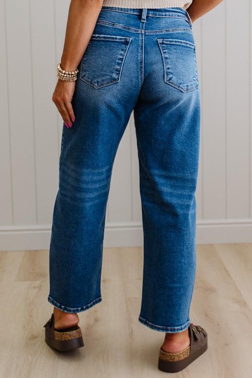 Sammi Barrel Cut Denim | Medium  Wash - RISEN
