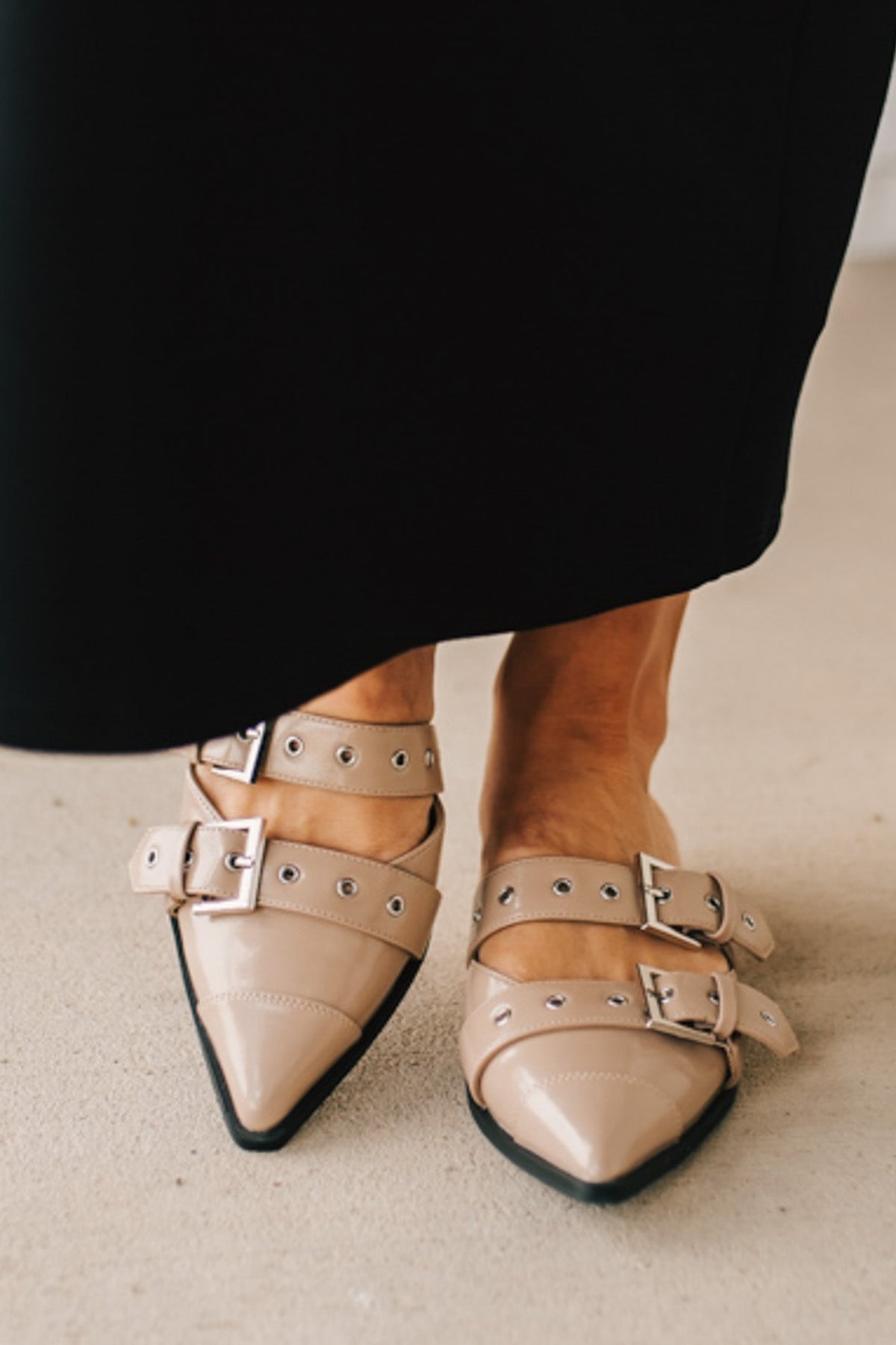 Sawyer Studded Pointed Toe Flats | Taupe