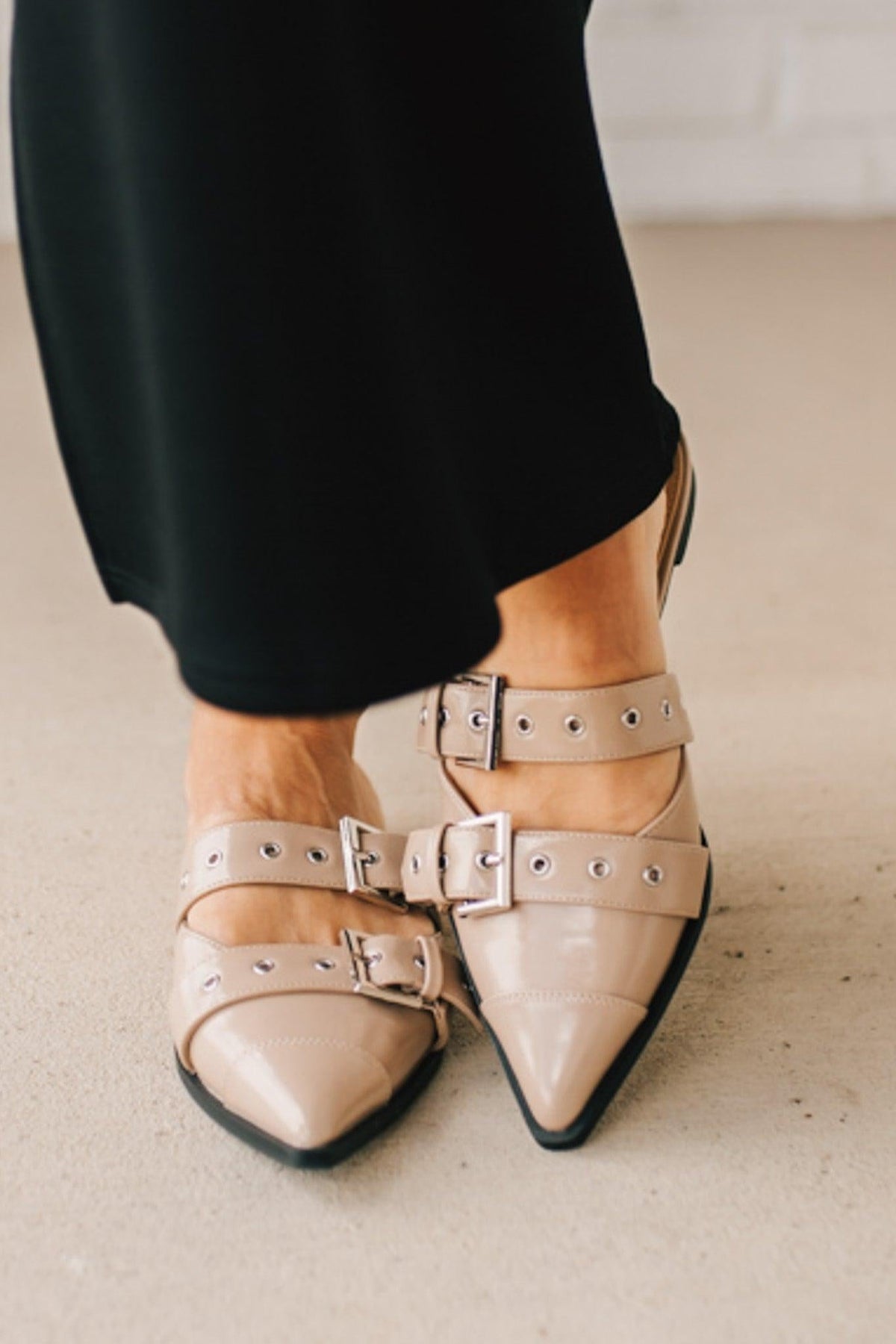 Sawyer Studded Pointed Toe Flats | Taupe