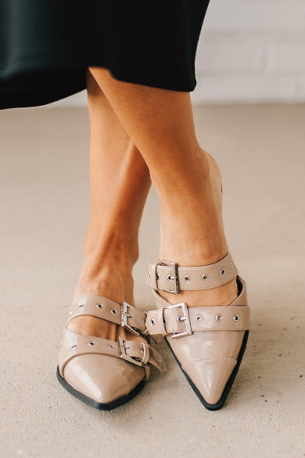 Sawyer Studded Pointed Toe Flats | Taupe