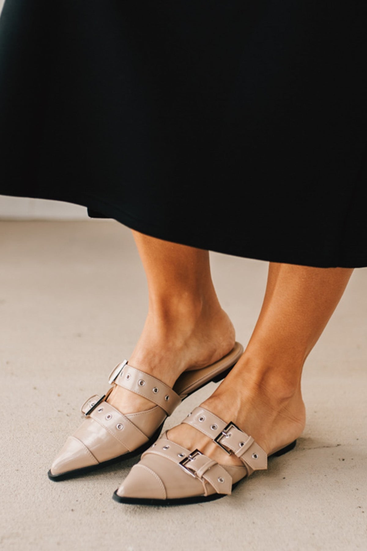 Sawyer Studded Pointed Toe Flats | Taupe
