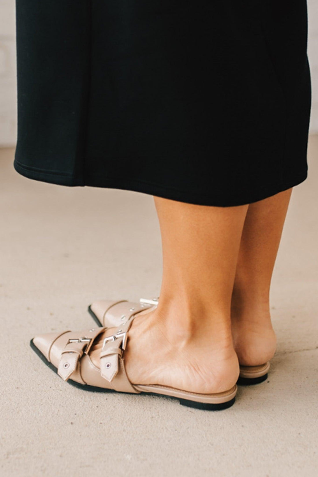 Sawyer Studded Pointed Toe Flats | Taupe