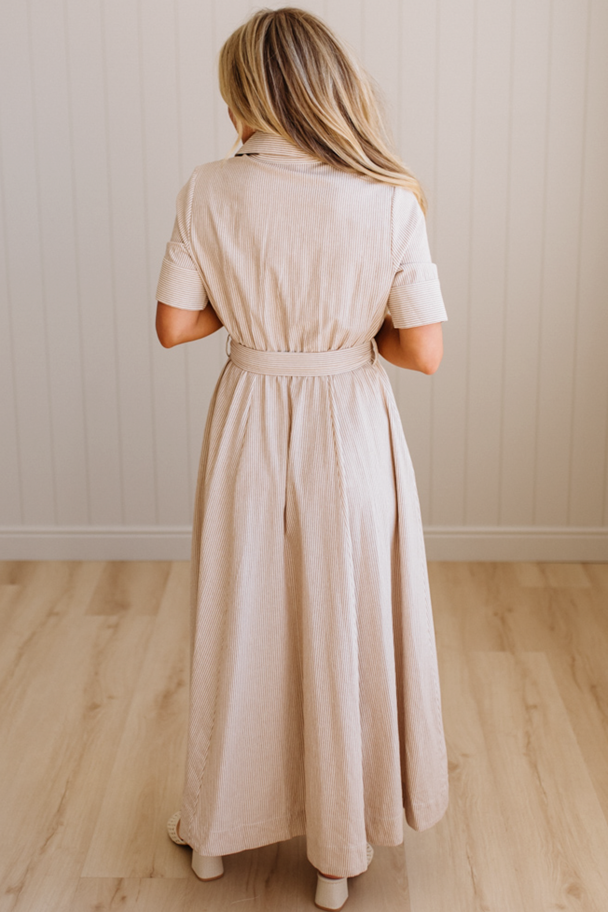 Saylor Striped Cotton Button Down Dress | Flax