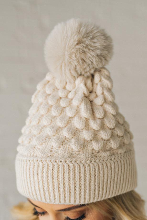 Scalloped Pom Pom Beanie