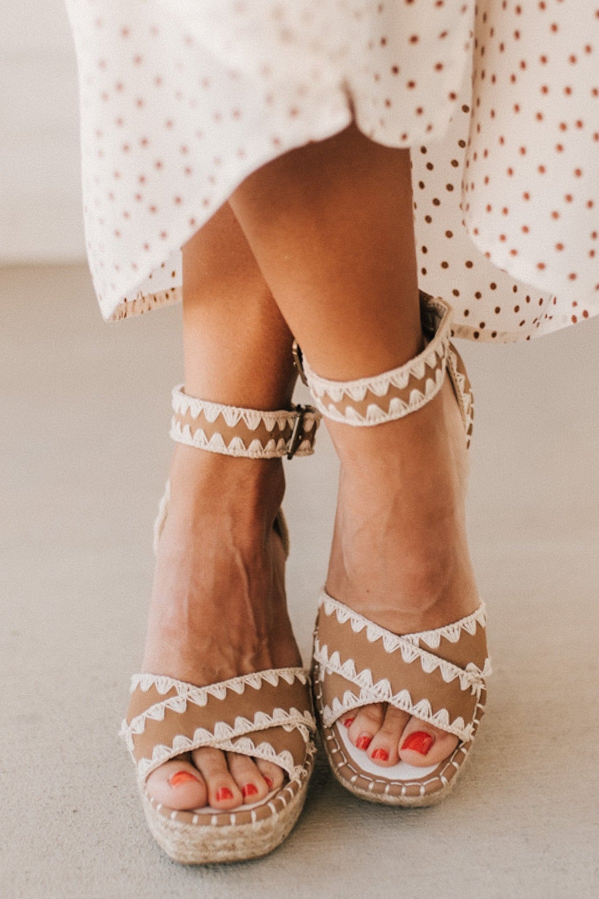 Shayla Embroidered Strap Wedges