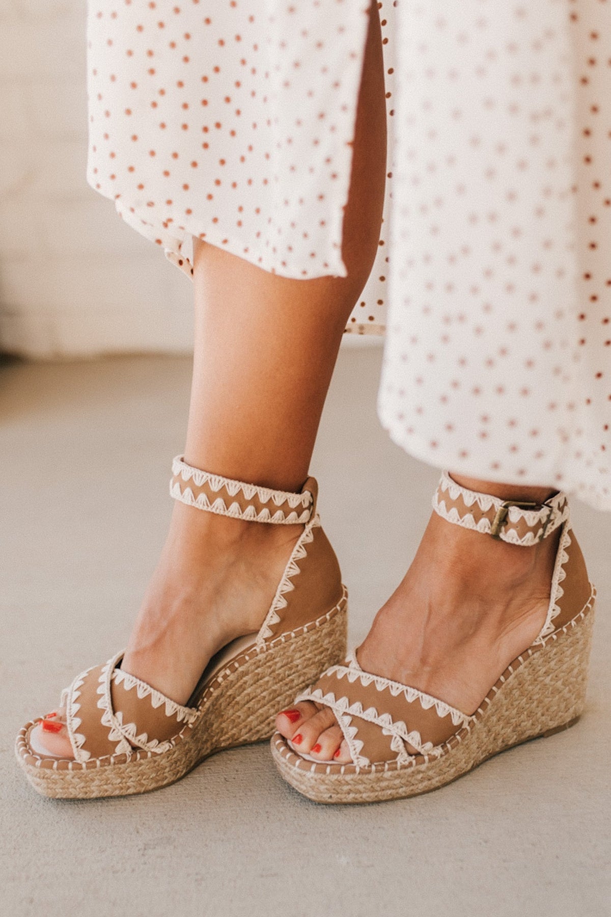 Shayla Embroidered Strap Wedges