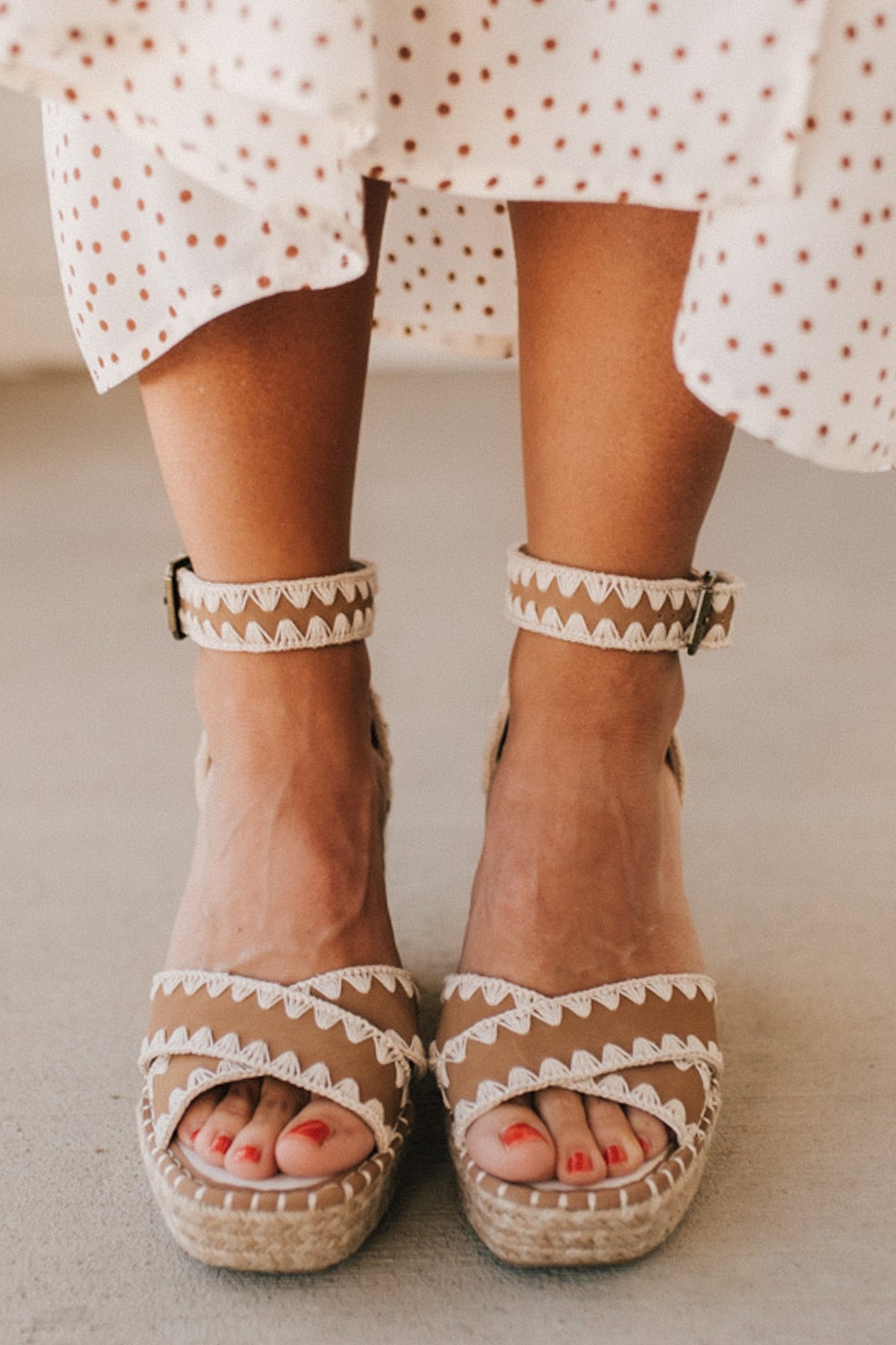 Shayla Embroidered Strap Wedges