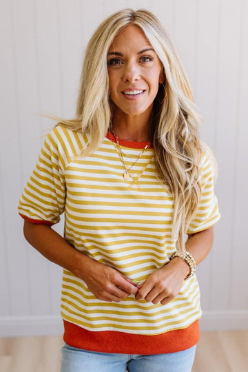 Shayne Short Sleeve Striped Sweatshirt