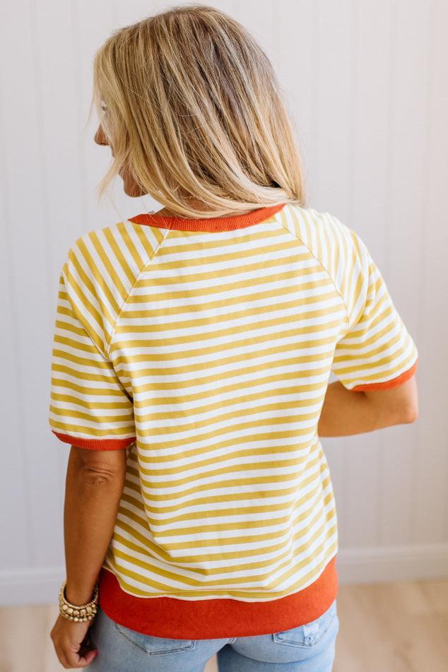 Shayne Short Sleeve Striped Sweatshirt