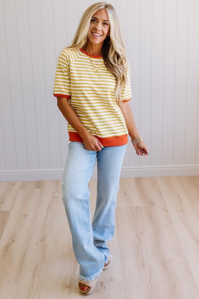 Shayne Short Sleeve Striped Sweatshirt