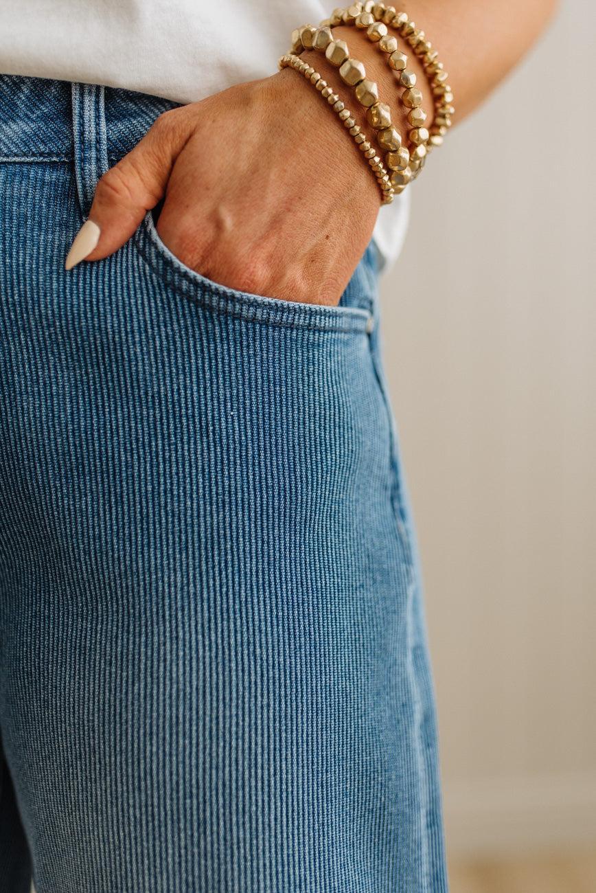 Simon Striped Slouchy Crop Barrel Jeans - RISEN