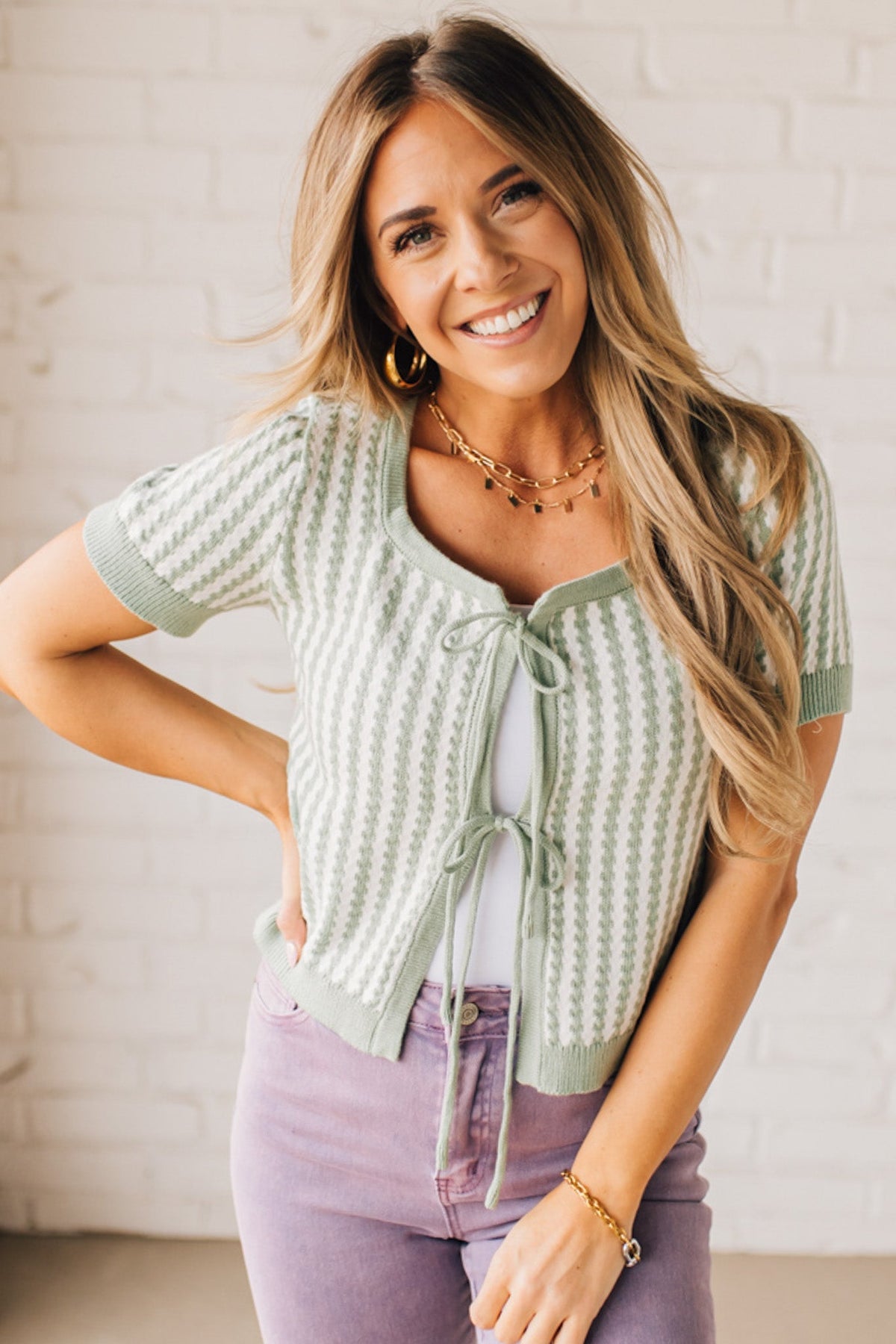 Sprout Double Tie Front Sweater Tee