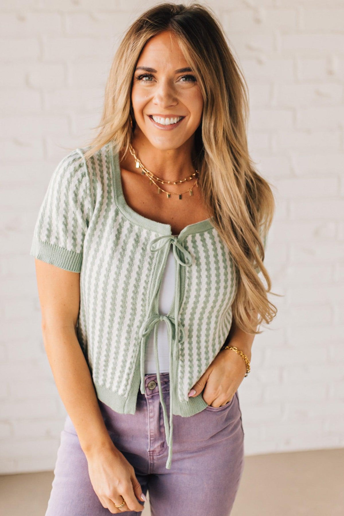 Sprout Double Tie Front Sweater Tee