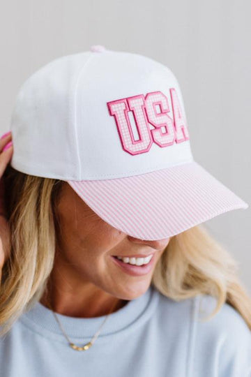 Striped Brim USA Trucker Hat