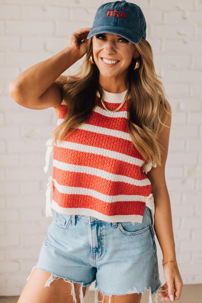 Striped Side Tie Top