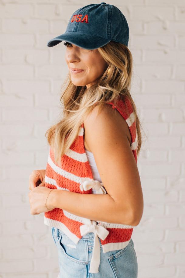 Striped Side Tie Top
