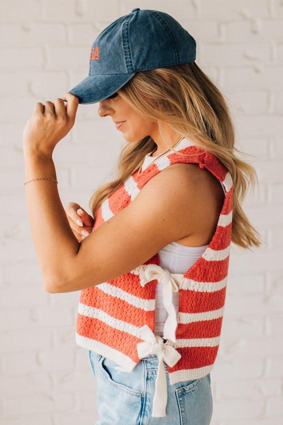 Striped Side Tie Top