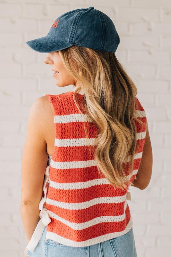 Striped Side Tie Top