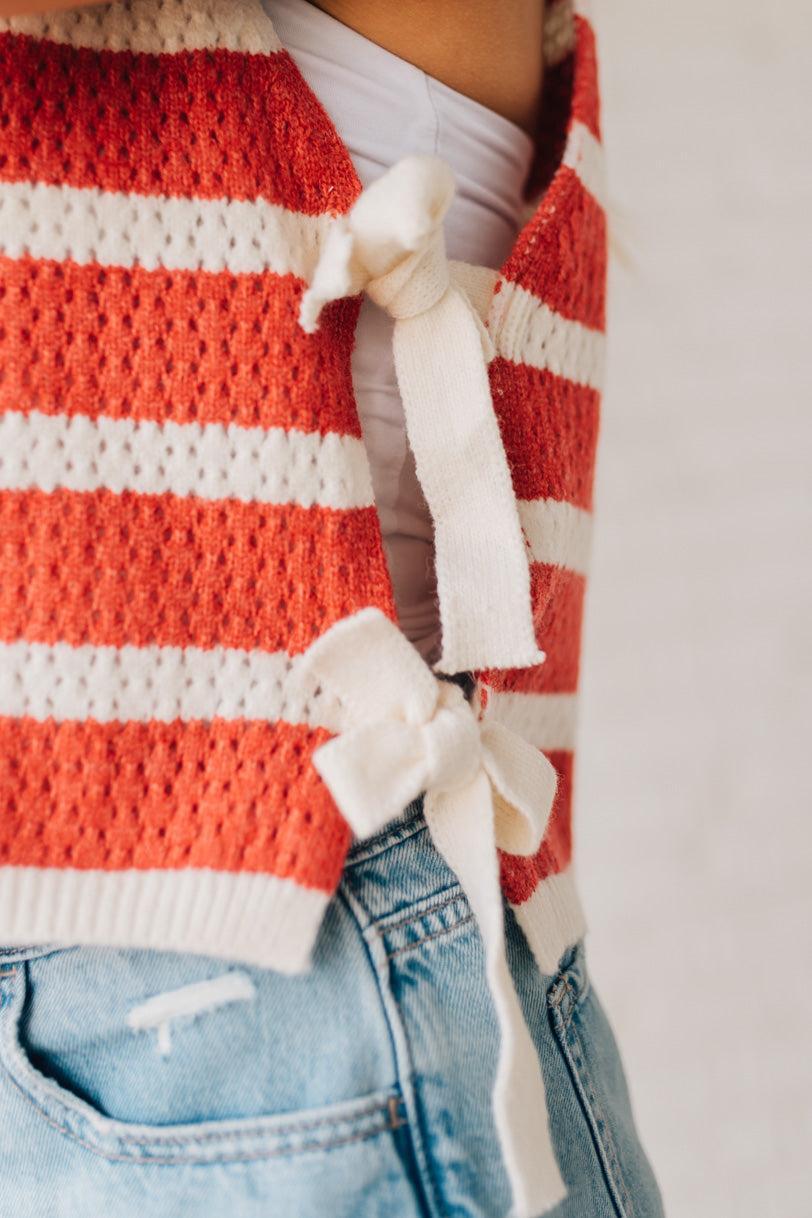 Striped Side Tie Top