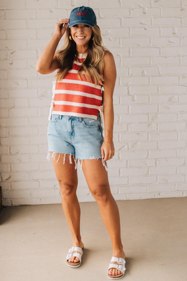 Striped Side Tie Top