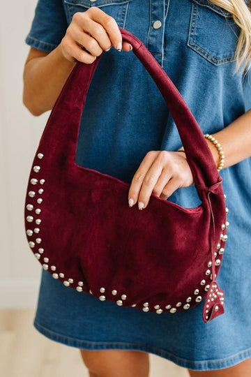 Studded Faux Suede Bag