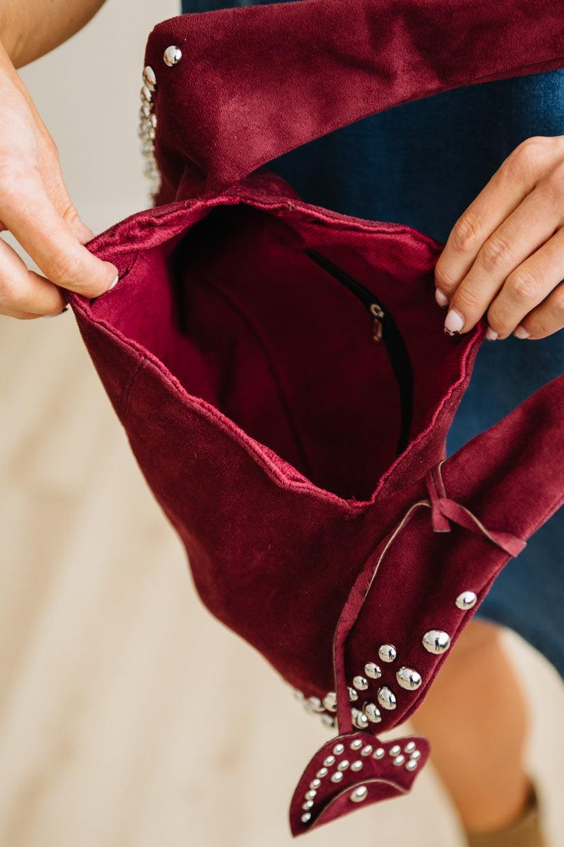 Studded Faux Suede Bag