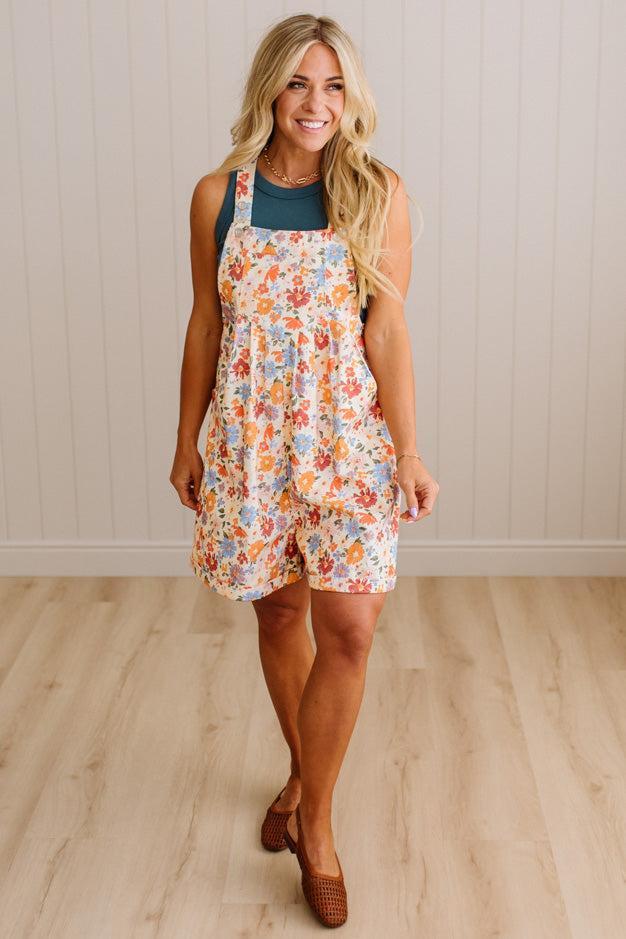 Sunset Floral Shortalls - BIBI