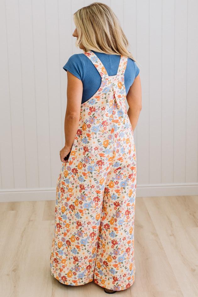 Sunset Floral Wide Leg Overalls
