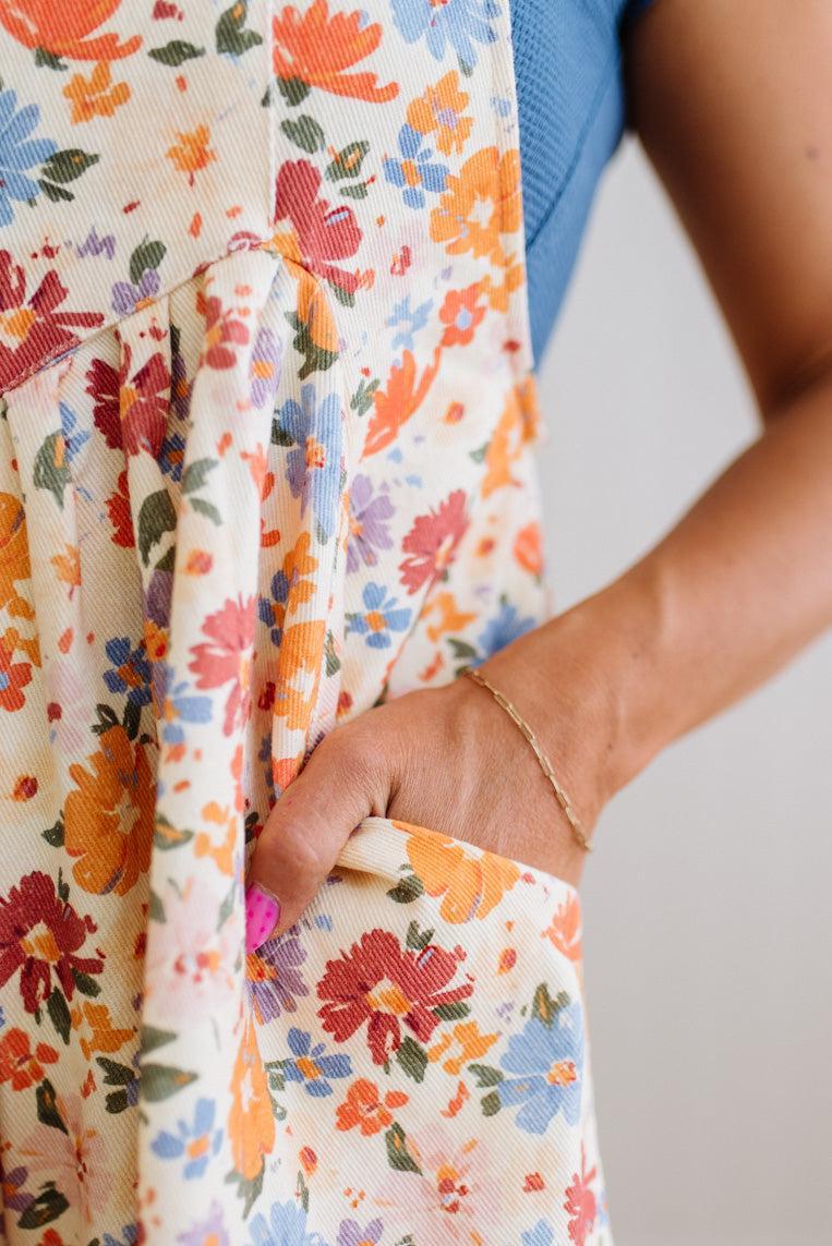 Sunset Floral Wide Leg Overalls