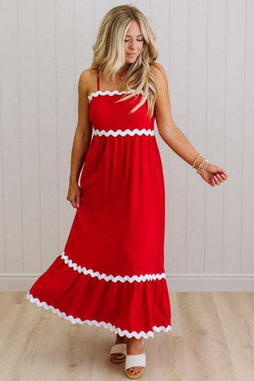 Suze Rickrack Accent Maxi Dress