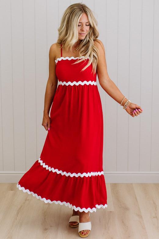 Suze Rickrack Accent Maxi Dress