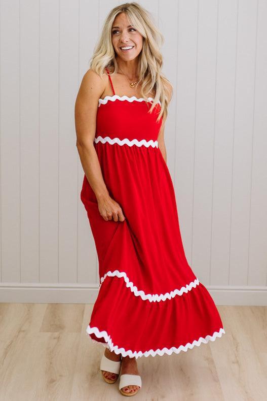 Suze Rickrack Accent Maxi Dress