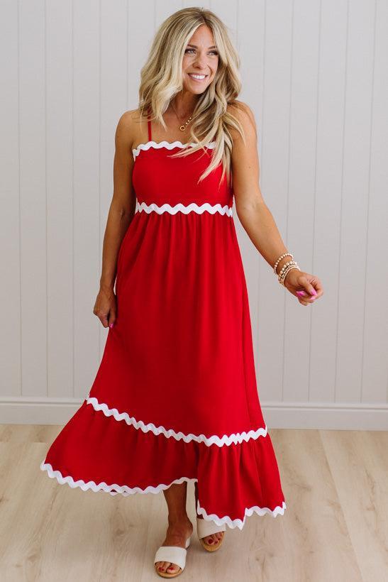 Suze Rickrack Accent Maxi Dress