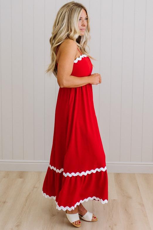 Suze Rickrack Accent Maxi Dress